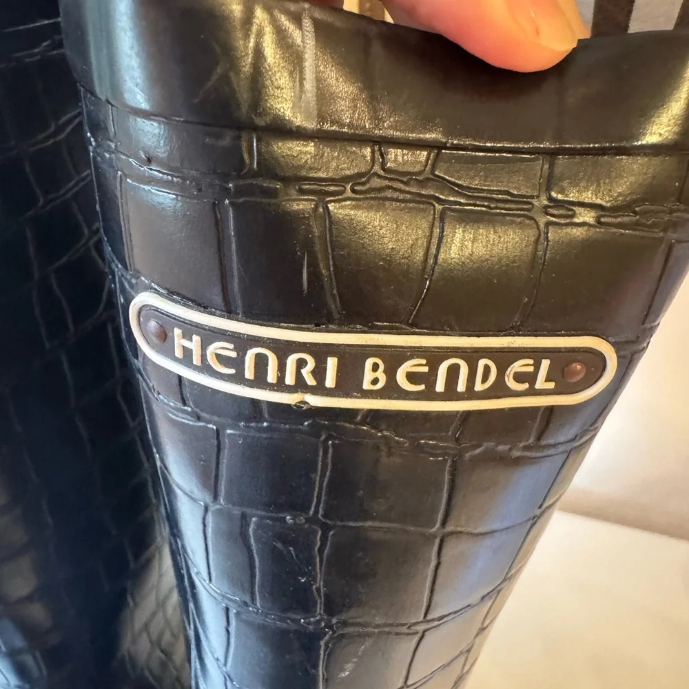 Henri Bendel Black Croc-Patterned Boots - Picture 9 of 12